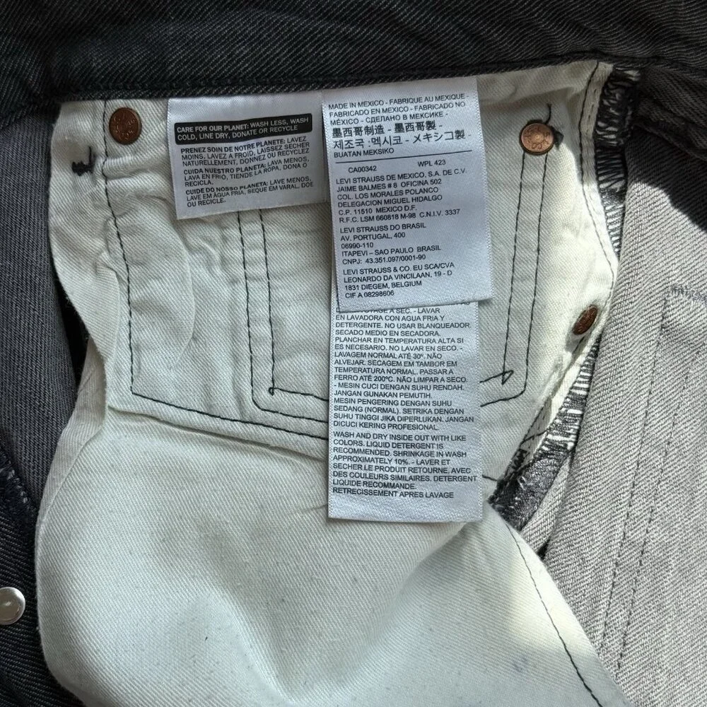 Levi’s 501 Straight Leg White Oak Cone Dark Gray Denim Button Jeans 36X34 Grunge